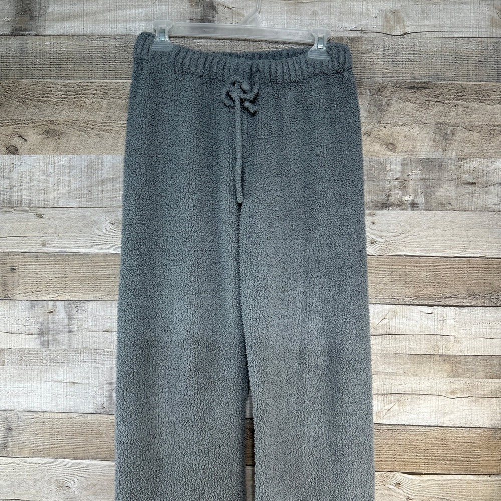 Pol Womens Grey Lounge Pants Chunky Knit Fuzzy Drawstring Elastic Waist Grey